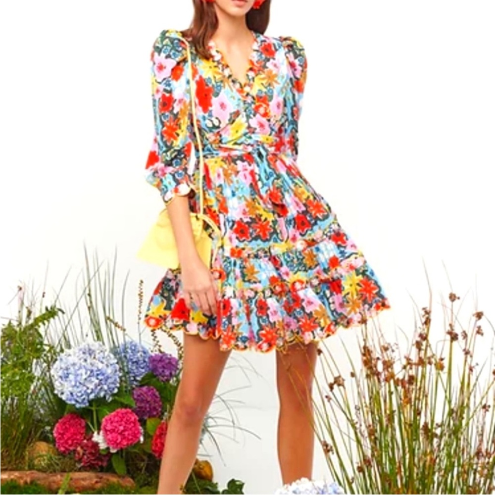 CeliaB Aila Floral Scalloped Wrap Dress